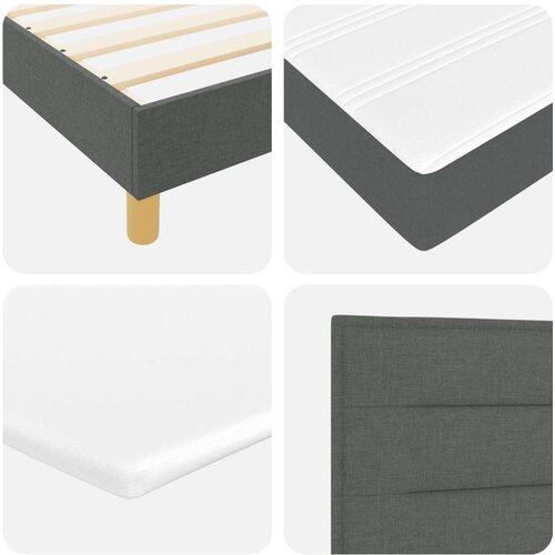  Krevet s box spring sistemom s madracem tamno sivi 90x200 cm tkanina Slike
