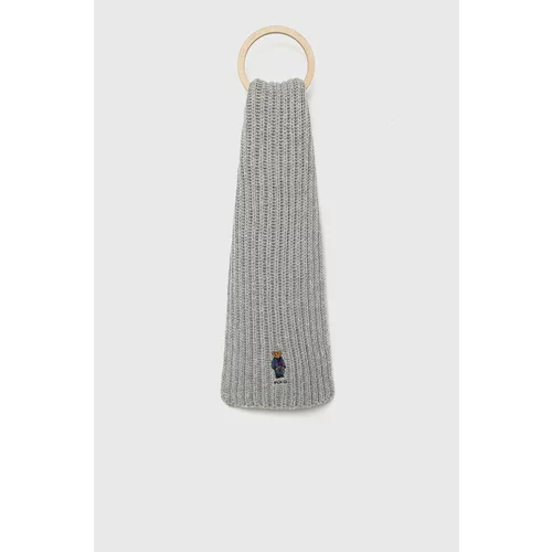 Polo Ralph Lauren Kratki šal s primjesom vune boja: siva, s aplikacijom