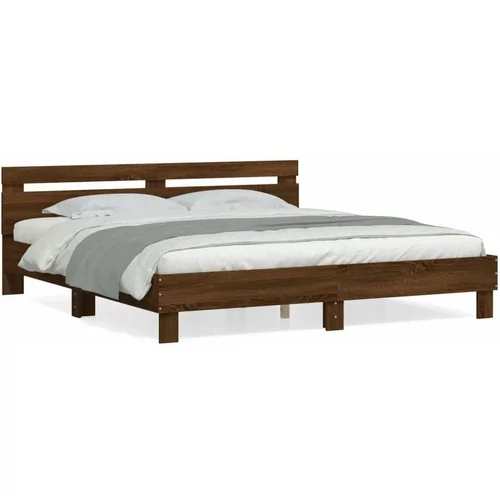  Okvir za krevet s uzglavljem smeđa boja hrasta 160x200cm drveni