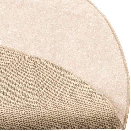  Tepih Print Krema &amp;Oslash; 120 cm Poliester i PVC - Krema 120 x 120 cm Slike