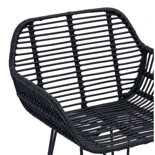  Barski stolac 2 pcs Crna 55 x 52 x 92 cm Ratan i čelik Slike