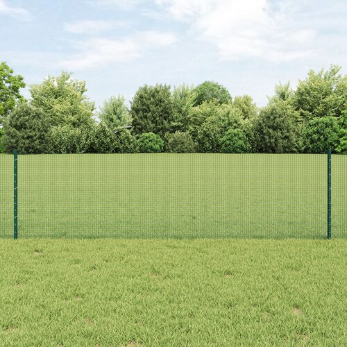 VidaXL zavarena žičana ograda s 11 U postova Zelena 0.6x25 m Čelik Slike