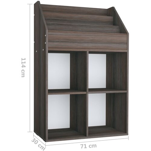  Stalak za dječje časopise sivi i hrast 71 x 30 x 114 cm drveni Slike