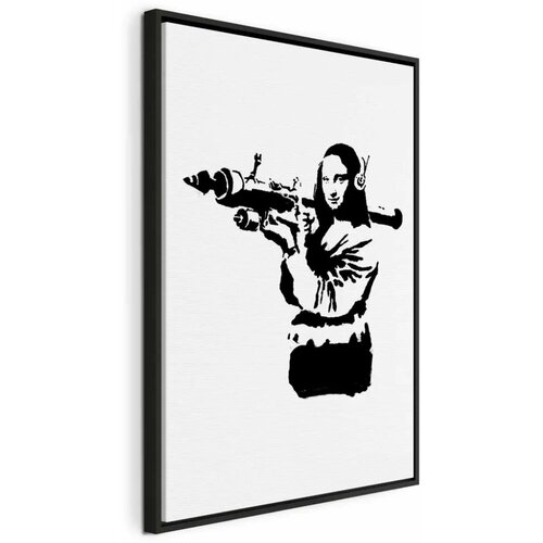  Slika - Banksy Mona Lisa with Rocket Launcher (1 Part) Vertical 80x120 U crnom drvenom okviru Cene