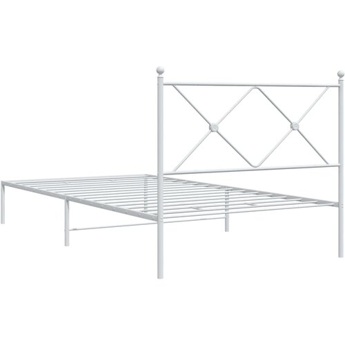  Metalni okvir za krevet s uzglavljem bijeli 100x200 cm Slike