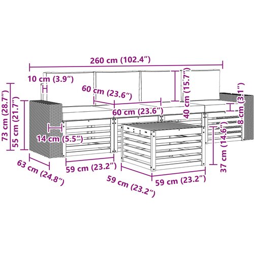  Set vanjskih sofa 5 kom. Prirodna i krem Čvrsto drvo akacije Slike