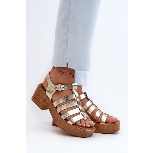 Kesi Zazoo Women's Leather Sandals Gold Cene