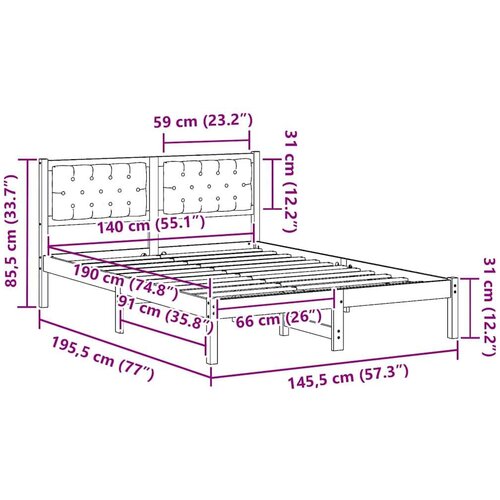  Okvir za krevet Svijetlo siva 140 x 190 cm tkanina Slike
