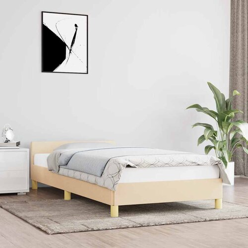  Okvir za krevet bez madraca krem 100 x 200 cm od tkanine Cene