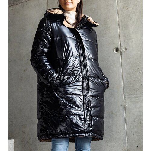 Gemre Black-Brown Reversible Long Cesario Jacket Slike