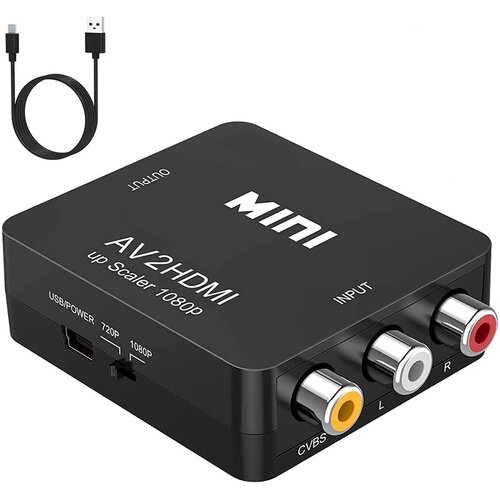 WIRELESS PLACE Pretvornik AV v HD multimedijski vmesnik 1080P Plug and Play RCA kompozitni AV adapter za igralno konzolo DVD predvajalnik TV črne barve, (5000129219) Cene