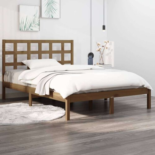  Posteljni okvir medeno rjav iz trdnega lesa 200x200 cm, (20684836) Slike