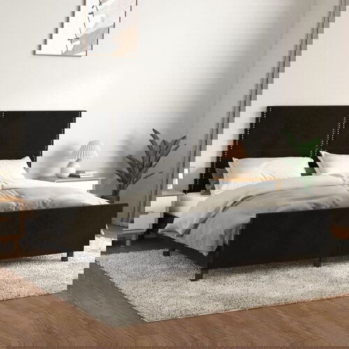 VidaXL Okvir za krevet s uzglavljem crni 160x200 cm bar&amp;scaron;unasti Slike