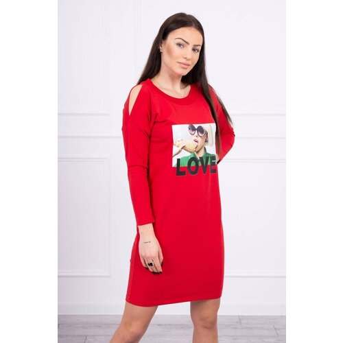 Kesi Dress with red love print Slike