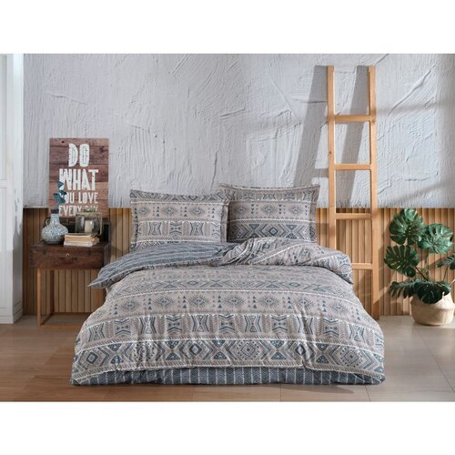  Sufi İkat v2 Bež Plavi Ranforce Set Posteljine XXL Cene