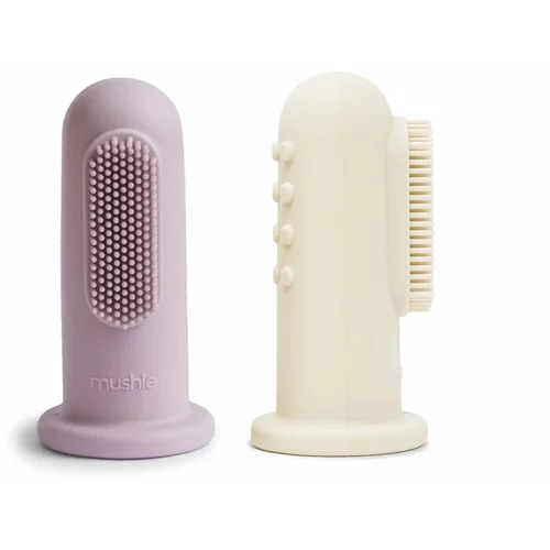 Mushie Finger Toothbrush otroška zobna ščetka za na prst Soft Lilac/Ivory 2 kos