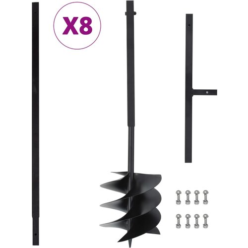vidaXL Zemeljski vrtalnik z ročajem 250 mm s podaljškom 8 m jeklo Cene