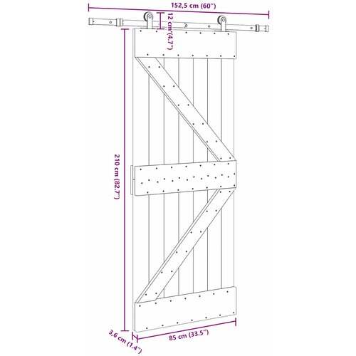  Klizna vrata NARVIK 85 x 210 cm (152,5 cm) Prirodna i crna Slike