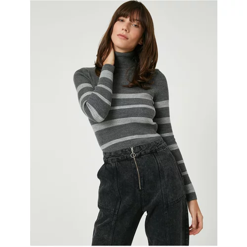 Koton Knitwear Turtleneck Sweater Slim Fit Cashmere Textured