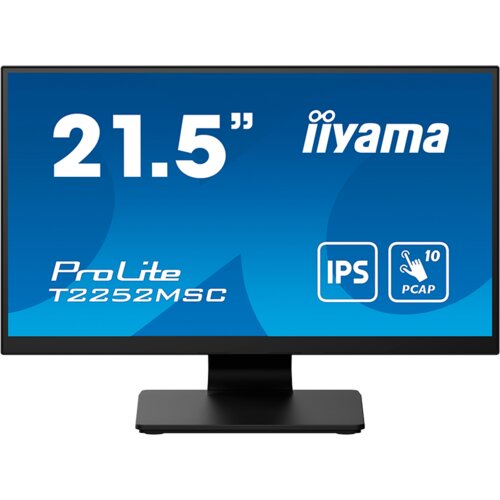 Iiyama Monitor T2252MSC-B2 21.5" IPS TOUCH Capacitive 1920 x 1080, 250 cd/m&sup2;, 1000:1, 5ms, Touch points 10, Touch method stylus, finger, glove, Touch interface USB, HDMI x1, DisplayPort x1, Speakers 2 x 1W, Tilt, VESA Cijene