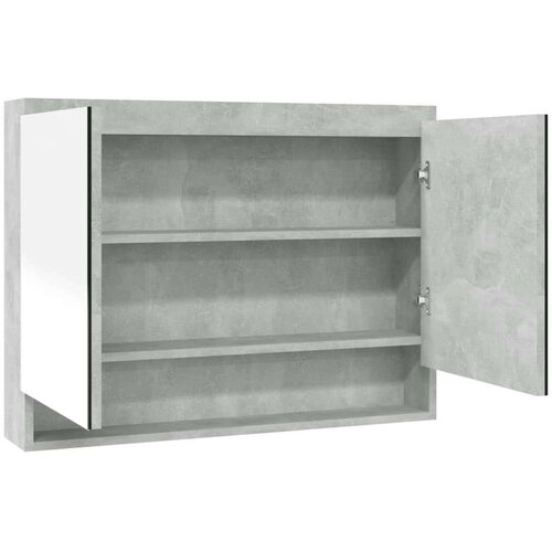 VidaXL kupaonski ormarić s ogledalom 80x15x60 cm MDF siva boja betona Slike