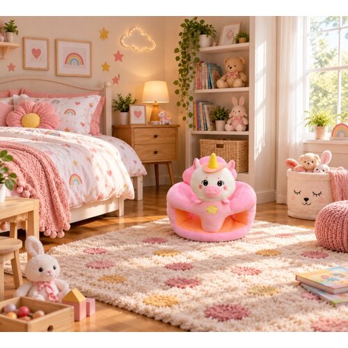  Pli&scaron;ana foteljica za bebe Rainbow Unicorn - roze ( KLK2707-RUR ) Cene