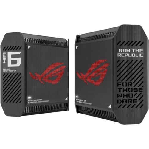 Asus ROG Rapture GT6 Black (2-paket) AX10000 Tri-Band WiFi 6 (802.11ax) Gaming Mesh sistem, 2.5G WAN port, ASUS RangeBoost Plus, omrežna varnost, AiMesh podpora - 90IG07F0-MU9A20 Slike