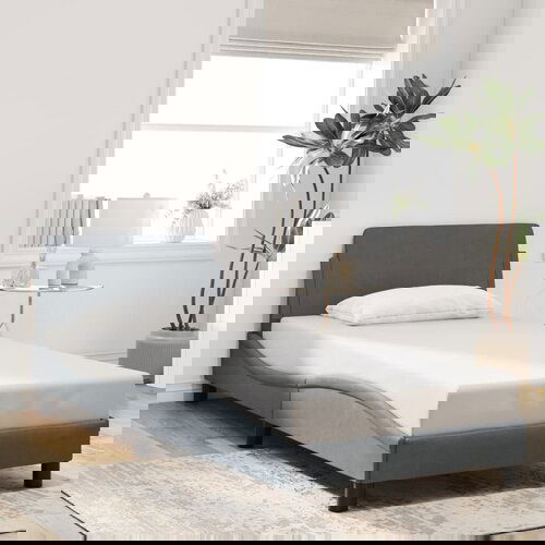  The Living Store Posteljni okvir z vzglavjem temno siva 80x200 cm žamet - Posteljni Okvir, (21488339) Cene