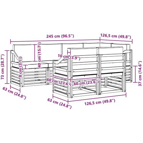  Set vanjskih sofa 7 kom. Bijela i svjetlosiva Poliester 245 x 126,5 x 73 cm Slike