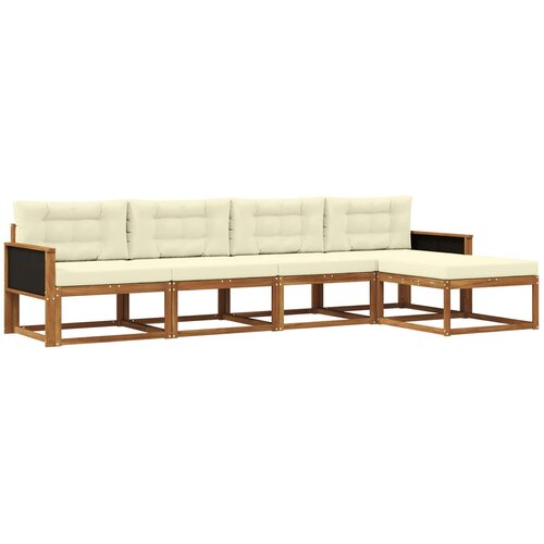 vidaXL Zunanja garnitura za sedenje z blazino 5 pcs Naravna in smetana, (5000281740) Cene