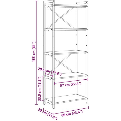  Polica Sonoma hrast 60 x 30 x 155 cm Konstruirano drvo Slike