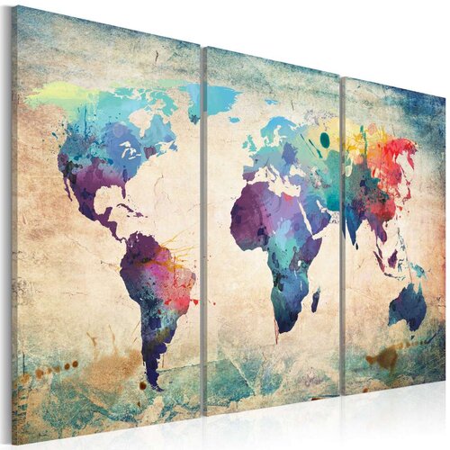  Slika - Rainbow Map (triptych) 120x80 Slike