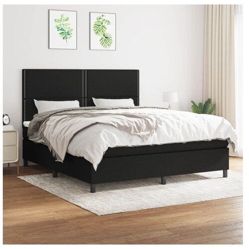 vidaXL Box spring postelja z vzmetnico črna 180x200 cm blago Cene