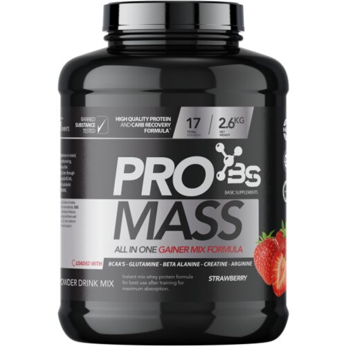 Basic Supplements pro mass gainer – optimalna formula za mišićni rast - jagoda 2.6kg Cene