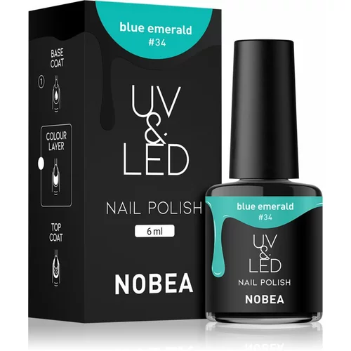 NOBEA UV & LED Nail Polish gel lak za nohte z uporabo UV/LED lučke sijajen odtenek Emerald blue #34 6 ml