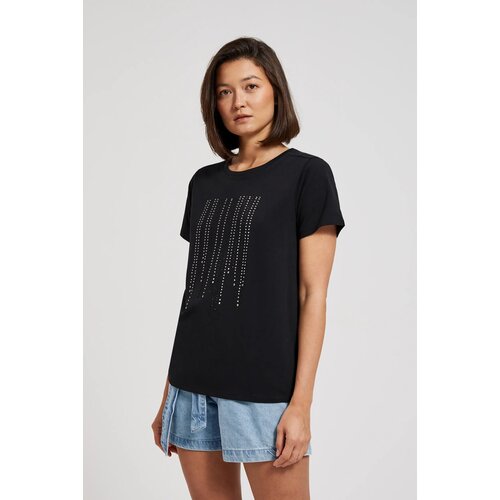 Moodo Women's T-shirt with stones - black Cene