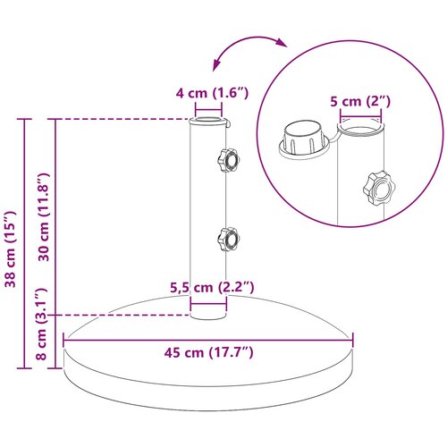  Stalak za suncobran za cijev promjera 40-50 mm 26.75 kg Crna Slike