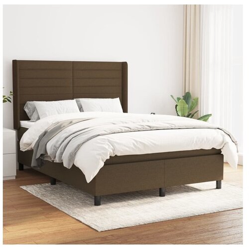 VidaXL Krevet s oprugama i madracem tamnosmeđi 140 x 190 cm od tkanine Slike
