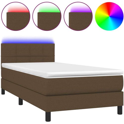 vidaXL Krevet box spring s madracem LED tamnosmeđi 100x200 cm tkanina Cene
