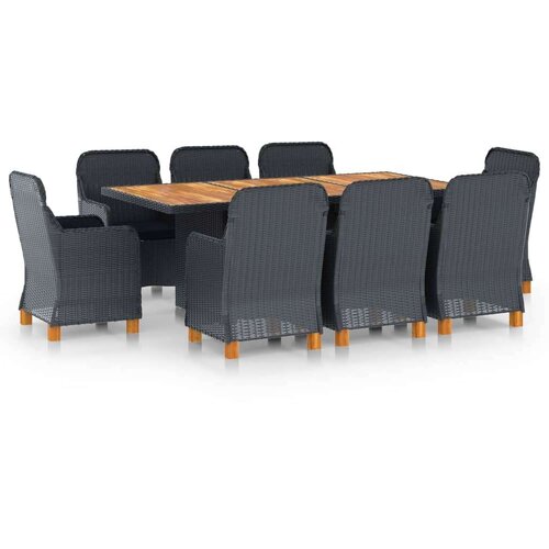  9-dijelni vrtni blagovaonski set od poliratana tamnosivi Cijene