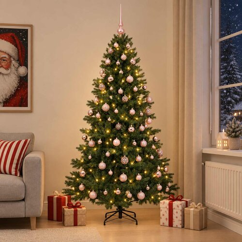  Umjetno božićno drvce s kuglicom 210 cm 300 LED lampica Slike