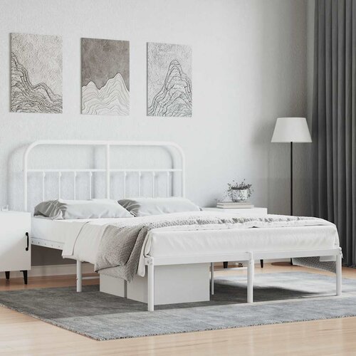  Metalni okvir za krevet s uzglavljem bijeli 135x190 cm Cene