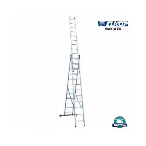 Elkop trodelne aluminijumske merdevine 3x12 - 7,4m Slike