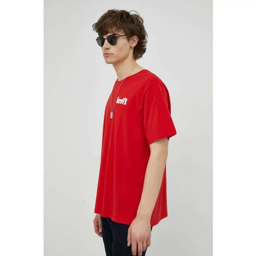 Levi's Bombažna kratka majica , rdeča barva