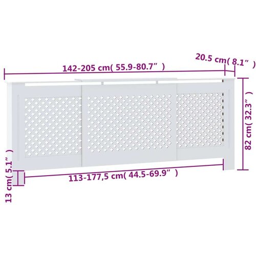  Pokrov za radiator MDF bel 205 cm Slike