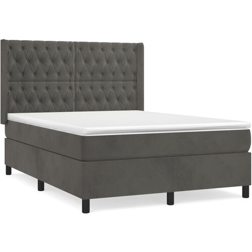 Maison Chic Box spring posteljni - Vzmetna postelja z vzmetnico temno siv 140x190 cm žamet SL22120, (21890275) Cene