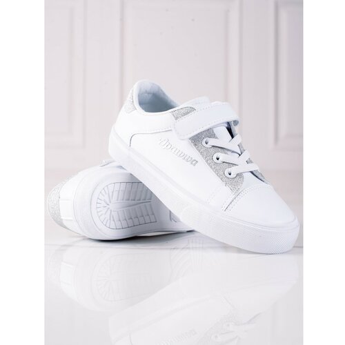 TRENDI baby sneakers white with silver glitter Slike
