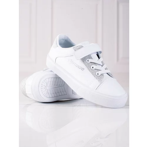 TRENDI Baby sneakers white with silver glitter