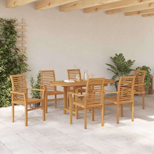 VidaXL 7-dijelni vrtni set za objedovanje od masivnog drva teak Slike