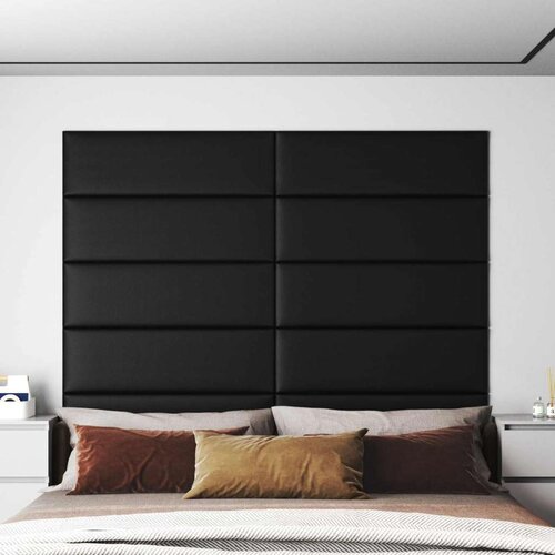  Zidna uzglavlja 12 pcs 90 x 30 cm Crna tkanina Slike